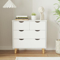 George Oliver 4 Drawer Dresser For Bedroom Wood Storage Dresser White Sofa Table Nightstand Chest Of Drawer