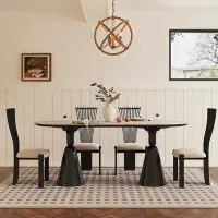 SUPROT Retro Oval Rock Plate Dining Table Set