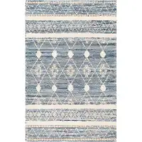 The Twillery Co. Andersonville flatwoven with blue/ivory geometric pattern