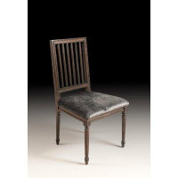 David Michael Velvet Slat Back Side Chair in Gray/Brown