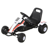 KIDS PEDAL GO KART CHILDREN RACING STYLE RIDE ON CAR WITH ADJUSTABLE SEAT, PLASTIC WHEELS, HANDBRAKE AND SHIFT LEVER