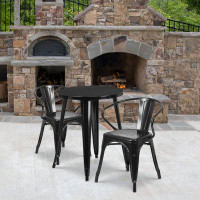 Latitude Run® Duluth 30'' Round Metal Indoor-Outdoor Table Set with 2 Arm Chairs