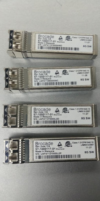 LOT OF  4  Brocade 57-1000117-01 8GB FC 850nm SW SFP+ Fiber Optic Transceiver
