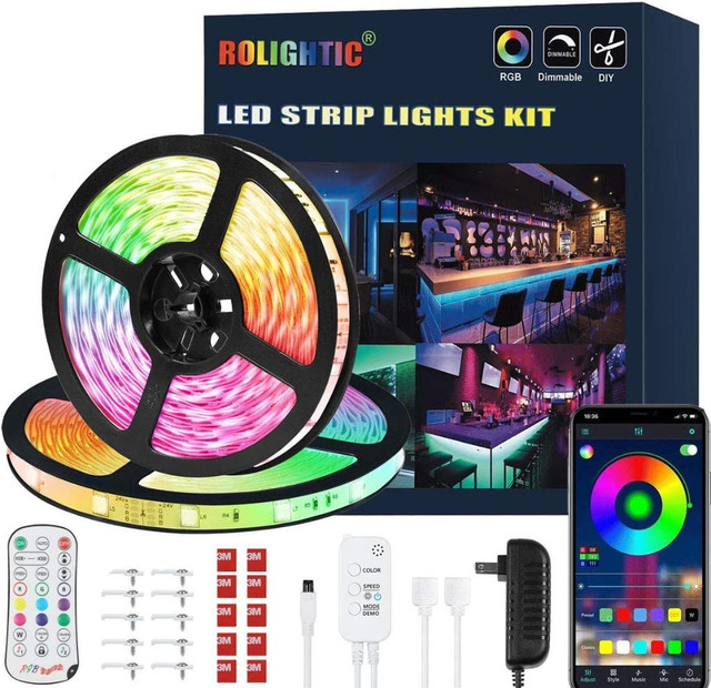 Led Strip Lights - Rolightic 65.6FT LED Strip Lights Kit, Govee 50FT Bluetooth , Rolightic 32.8FT Led Strip Lights in Indoor Lighting & Fans in City of Toronto - Image 2
