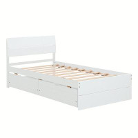 Latitude Run® Bed Frame With 2 Drawers For White High Gloss Headboard
