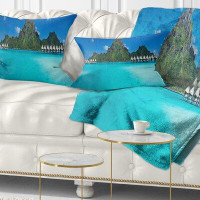 Made in Canada - East Urban Home Seascape Bora Bora Panorama Beach Lumbar Pillow
