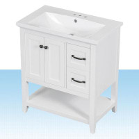 Wildon Home® 30" Freestanding Bathroom Vanity With Sink Top,Bathroom Vanity Cabinet With Solid Wood Frame And Multi-Func