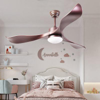 Wrought Studio 52Inch Ceiling Fans With Lights, 3 ABS Fan Blades, Classical Style Fan With Remote Control, Noiseless Rev