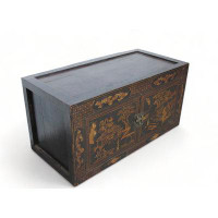 DYAG East Hand Painted Black Vintage Chinese Chinoiserie-Style Cabinet 2