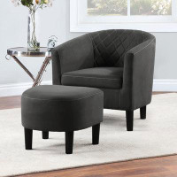 Lark Manor Aricely Upholstered Barrel Chair with Ottoman