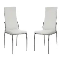 Brayden Studio Leatherette 2Pcs Dining Chairs Chrome Legs Dining Room Side Chairs High Back Modern Chairs
