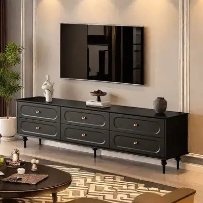 jessica American solid wood black TV cabinet
