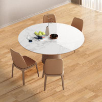 Hokku Designs Modern Simple Round Rock Plate Solid Wood Dining Table Sets