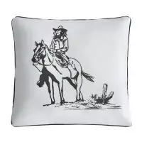 Paseo Road by HiEnd Accents Lanty White/Black Cowgirl Western Rustic Farmhouse 20x20 inch Indoor/Outdoor Pillow