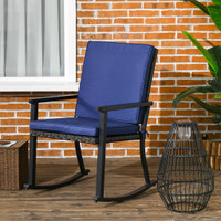 Rattan Rocking Chair 24.4" x 29.5" x 37.4" Blue