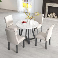 Red Barrel Studio Five-piece dining room set with imitation marble table top