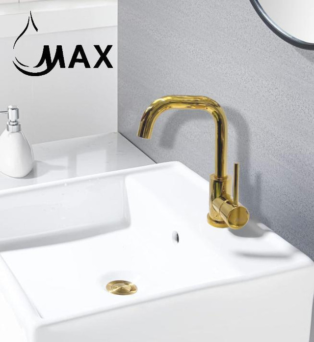 Swivel Side Handle Bathroom Faucet Shiny Gold Finish in Plumbing, Sinks, Toilets & Showers