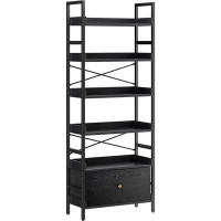 17 Stories 17 Storeys Bookshelf, 6-Tier Bookcase With Storage Drawer, Tall Bookshelf Storage Rack With Metal Frame & Woo