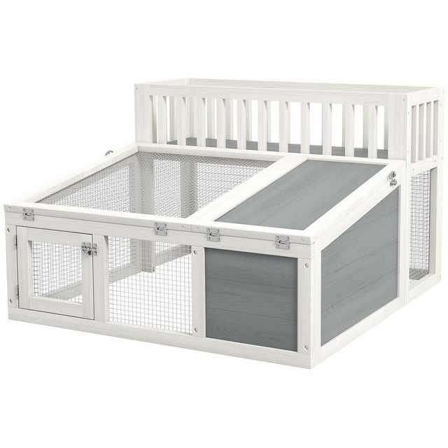 Rabbit Hutch 37" x 35.4" x 23.6" Grey in Other Tables - Image 2