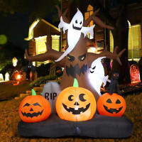 The Holiday Aisle® Ellingson Halloween Inflatable 8FT Ghost Tree Halloween Decorations Halloween Outdoor Tree