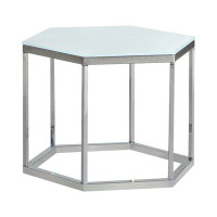 Everly Quinn Hexagon Glass Top Accent Table