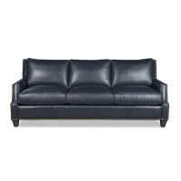 Lark Manor Linhurst 90" Genuine Leather Recessed Arm Sofa