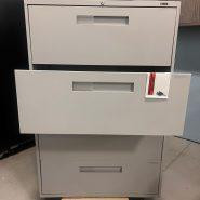 Global 4 Drawer Lateral Filing Cabinet – Center Pull Handles – Grey in Desks in Hamilton