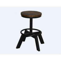 17 Stories Suus Wooden Seat With Black Bar Stool