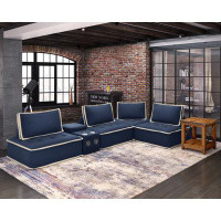 Sunset Trading Sunset Trading Pixie 5 Piece Sofa Sectional | L Shaped Modular Couch | Bluetooth Speaker Console Outlets