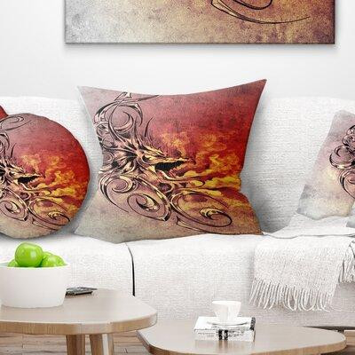 Made in Canada - East Urban Home Abstract Medieval Dragon Tattoo Sketch Pillow in Bedding