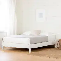 Made in Canada - South Shore Munich  Platform Bed on Legs - Rustic Style