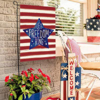 The Holiday Aisle® Patriotic Watercolor Stars And Stripes Let Freedom Ring Garden Flag Double Sided Outside, 4Th Of July