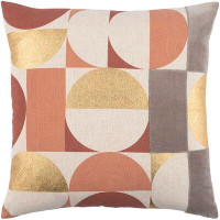 AllModern Maghakia Geometric Clay/Ivory/Peach Square Throw Cushion