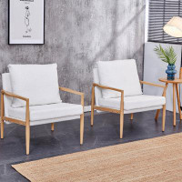 Latitude Run® Sofa Chair  Set Of 2 Accent Arm Chair Mid Century Modern Upholstered Armchair With Imitation Solid Wood Co