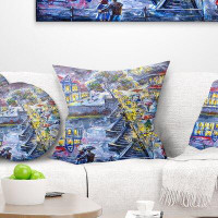East Urban Home Cityscape City at Night Pillow