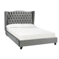Brassex Tufted Upholstered Low Profile Standard Bed