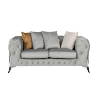Mercer41 Drisha Matrix Love Seat Sofa in Grey and Cream Colour
