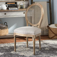 One Allium Way Cream Button Tufted Upholstered Dining Arm Chair