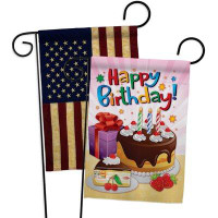 Breeze Decor Happy Birthday Garden Flags Pack Celebration Yard Banner 13 X 18.5 Inches Double-Sided Decorative Home Deco