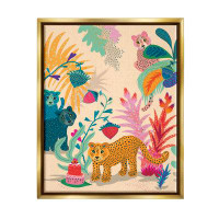 Stupell Industries Spotted Leopards with Cake Framed Floater Canvas Wall Art by Verbrugge Watercolor