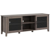 17 Stories Industrial TV Cabinet Stand For Tvs Up To 65", Entertainment Center With Mesh Doors And  Shelves For Living R