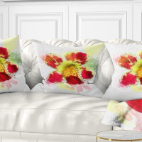 East Urban Home Floral Flower Watercolor with Colour Splashes Pillow