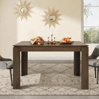 Ebern Designs Arhum Rectangular Wood Farmhouse Dining Table Kitchen Table for Dining Room, Living Room