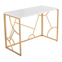 Mercer41 Constellation Contemporary Desk In Gold Metal And Black Wood By Lumisource