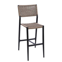 ERF, Inc. Aluminum Barstool With Black Frame And Terylene Fabric (Polyester) Seat And Back