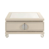 Plethoria Tappan Ivory and Faux Diamonds Coffee Table with Acrylic Leg