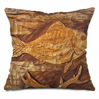 17 Stories Wooden Fish Throw Pillow, Craft Cotton Twill Pillows
