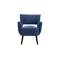 Winston Porter Fabric Accent Arm Chair with Upholstered Seat, Backrest Chair with Solid Wood Legs