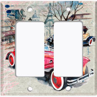 WorldAcc Vintage Twin Auto Mobile Classic Paris Street 2-Gang Rocker Wall Plate
