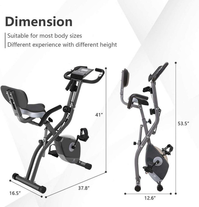 FREE Fast Delivery | Exercise Bike 10 Levels of Adjustable Magnetic Resistance, Foldable and Quiet in Exercise Equipment - Image 2